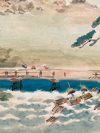 真作】喜聞◇『池田遙邨 嵐山図 色紙額』 1額 古筆 古文書