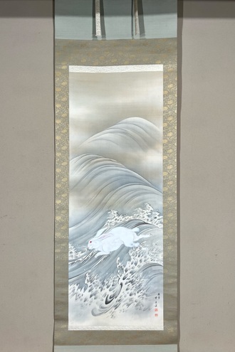 雅瀑図 掛け軸 掛軸 望月玉渓 共箱あり 34 雅瀑図 掛け軸 掛軸 望月