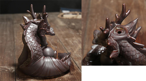 香炉 倒流香 龍の香炉 ドラゴン 白檀 沈香 三角香 倒流香炉 高山流水