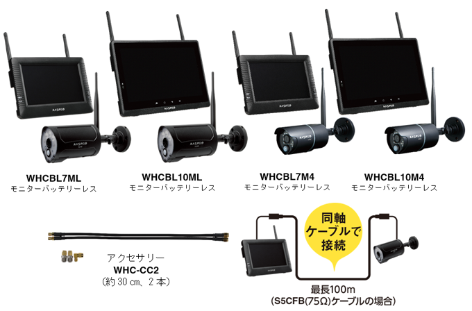 MASPRO ワイヤレスモニターとカメラ2台セット WMC7M2 MASPRO