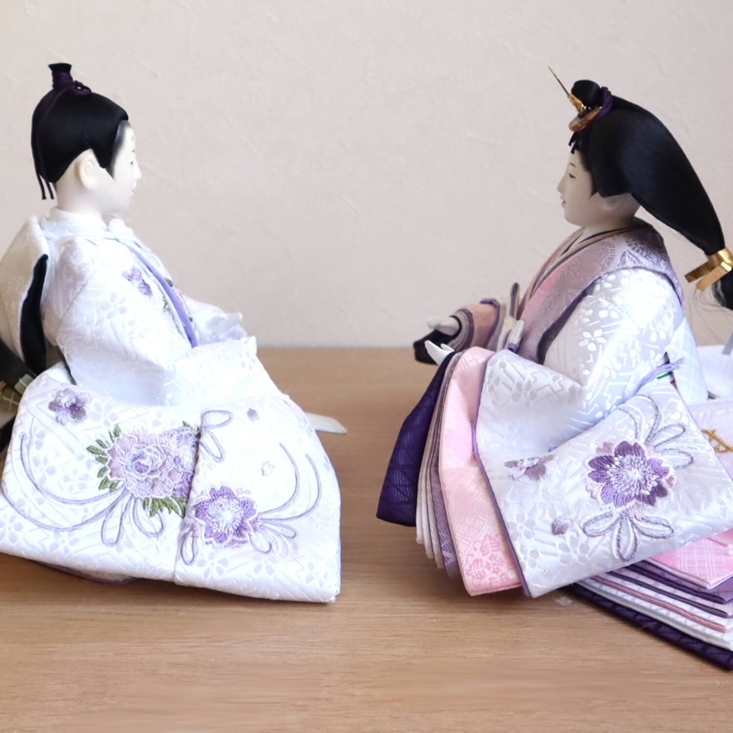 最新作 田村芙紗彦作 紫桜リボン刺繍 無地扇 金ライン手描き桜屏風