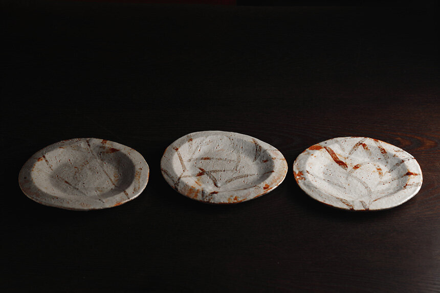 魯山人 志野 芒絵四方皿 A1286-1/北大路魯山人/祥山 造/魯山人写黄