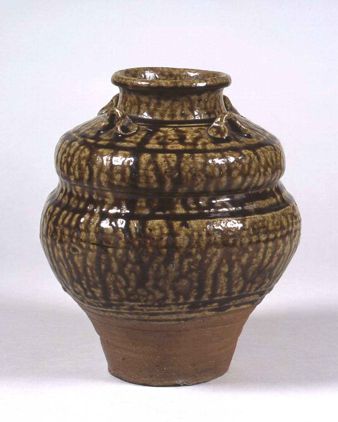 中国明朝青釉 四耳壺陶器 骨董品 時代物 高さ30cmx12cm整理品現状品のみ