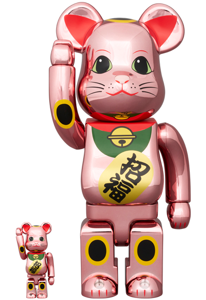 新品 BE@RBRICK 招き猫 ペコちゃん 福 金メッキ100% & 400% 桃金/銀