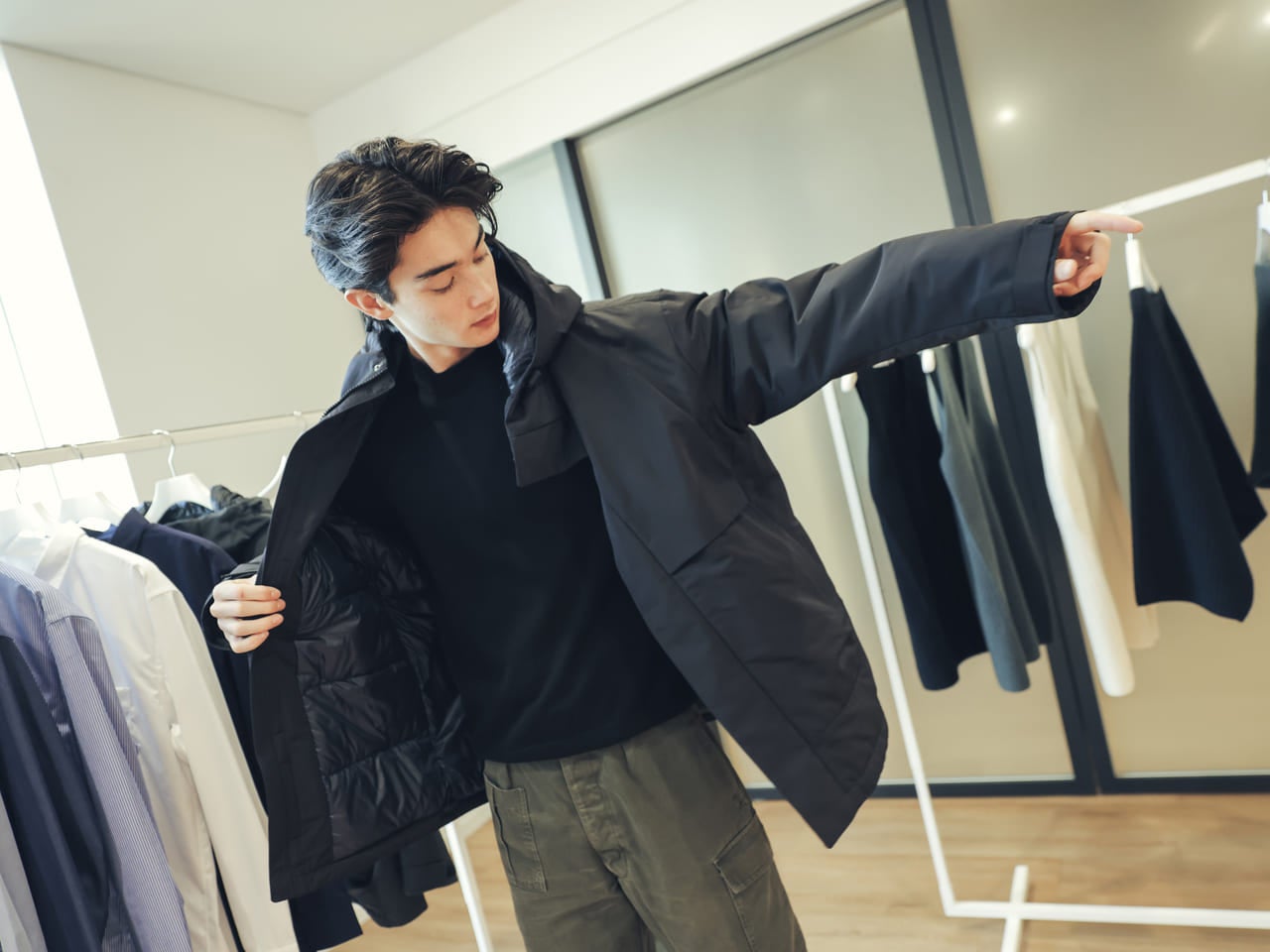 古着】UNIQLO +J ハイブリッドダウンオーバーサイズMA-1ブルゾン