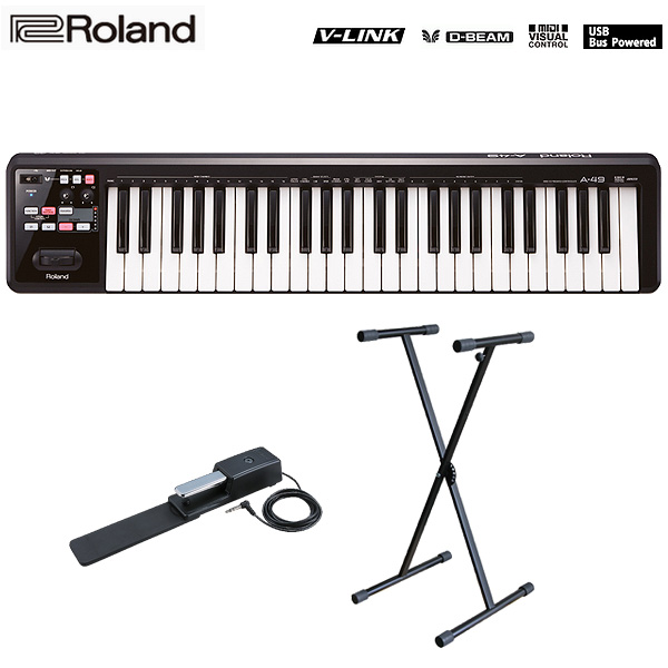 キーボードスタンドセット】 Roland(ローランド) ／ A-49-BK MIDI
