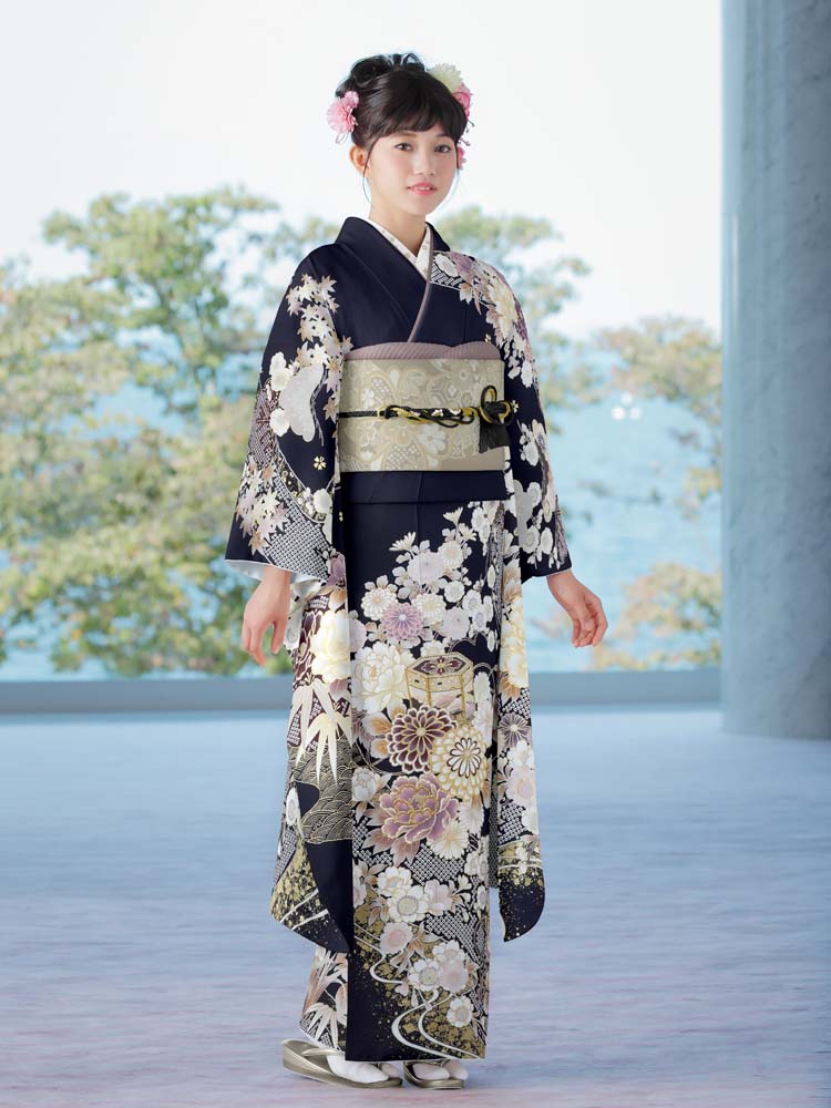 振袖 紺色 花柄 紺の成人式振袖一覧 | My振袖