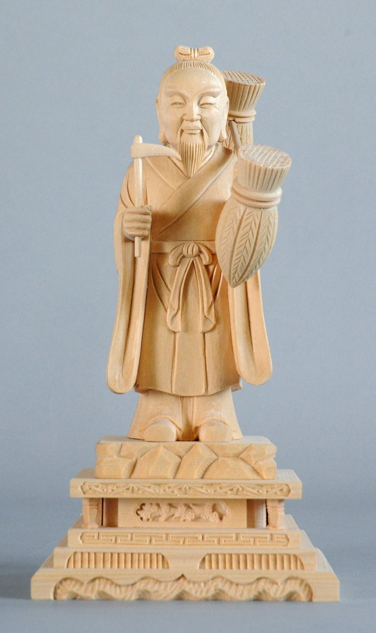 木彫仏像 稲荷立像 総高18cm うtげ材木地 木彫仏像の制作・販売