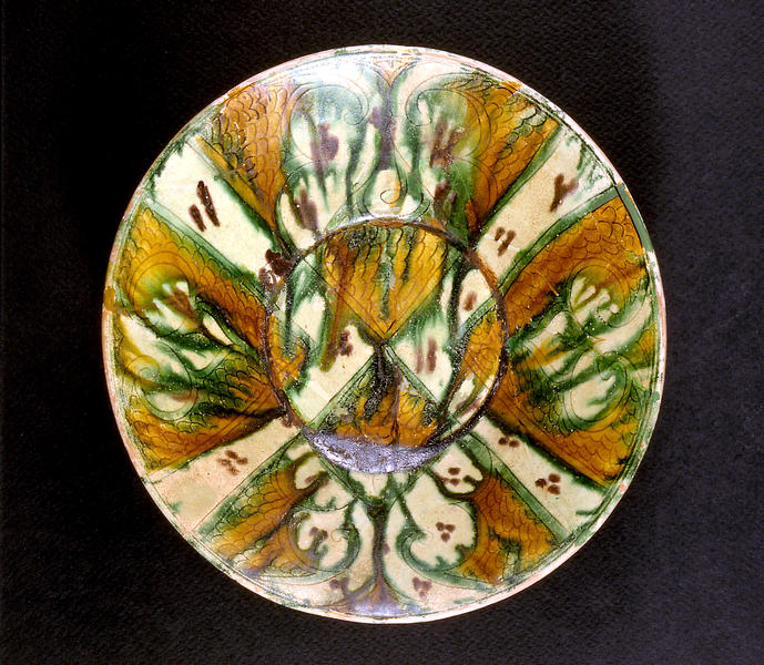 ペルシャ三彩ポット 】 パルメット文 9世紀 オリエント水注 ペルシャ