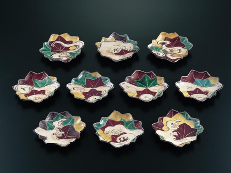 色絵 乾山額皿（写し) 乾山色絵竜田川図向付 文化遺産オンライン