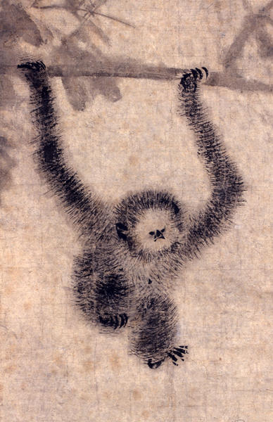 水墨画 猿とカエルの絵 水墨画 猿とカエルの絵 水墨画 猿とカエル