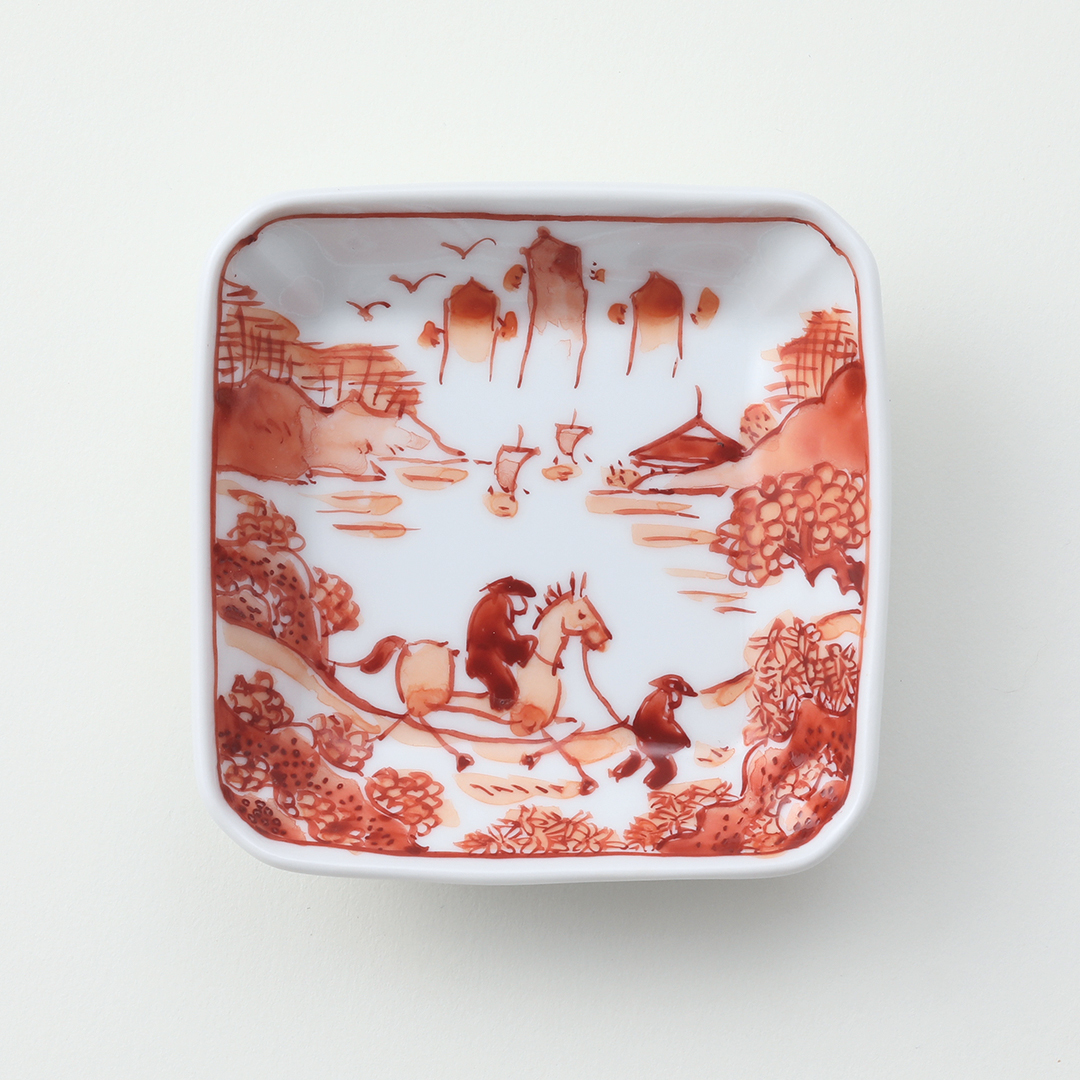 赤絵山水絵豆皿 ｜ みかわち焼 三川内焼- 総合サイト