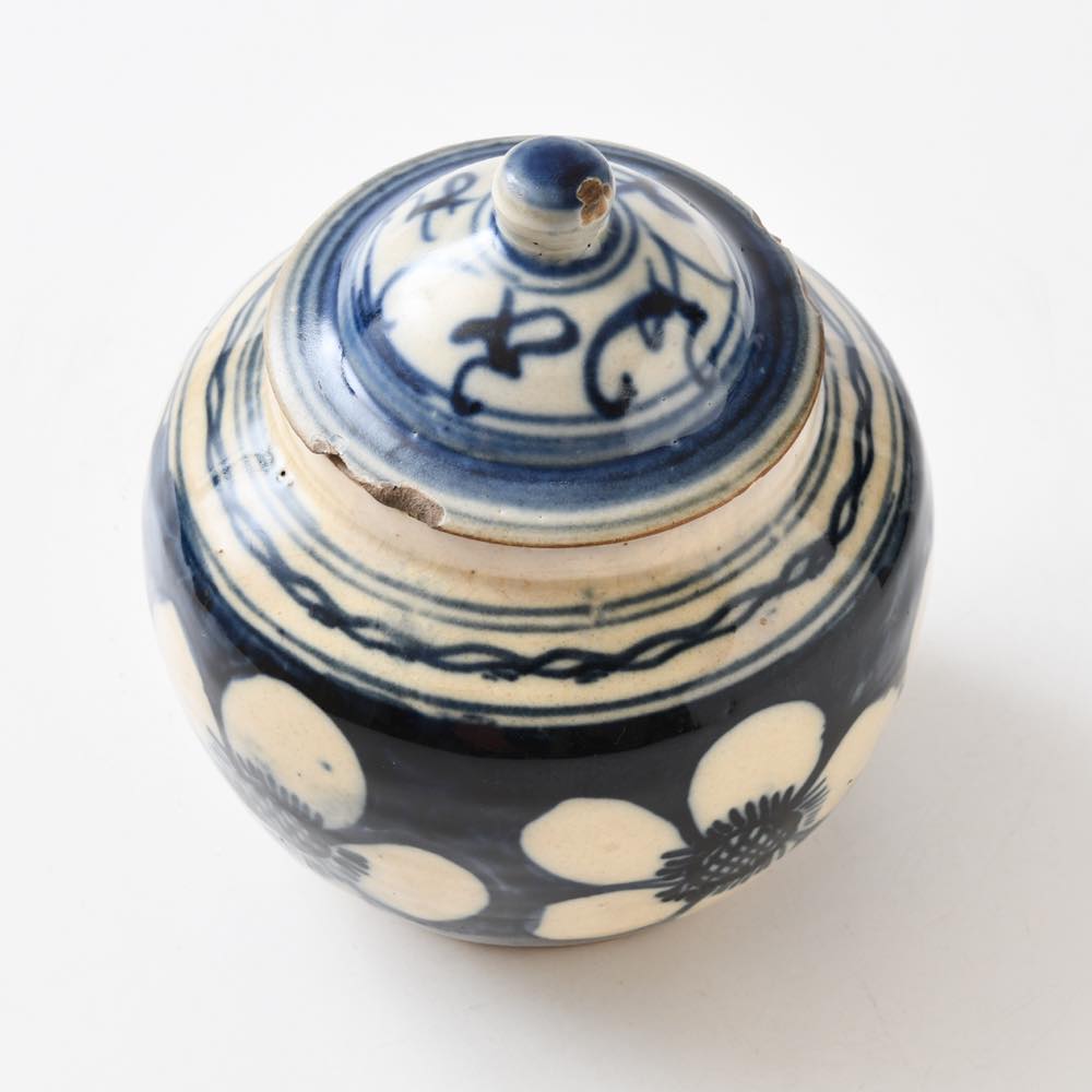 中国 染付花瓶 花器 陶器 壺 六角 葡萄 朝顔 青花☆ Amazon.co.jp