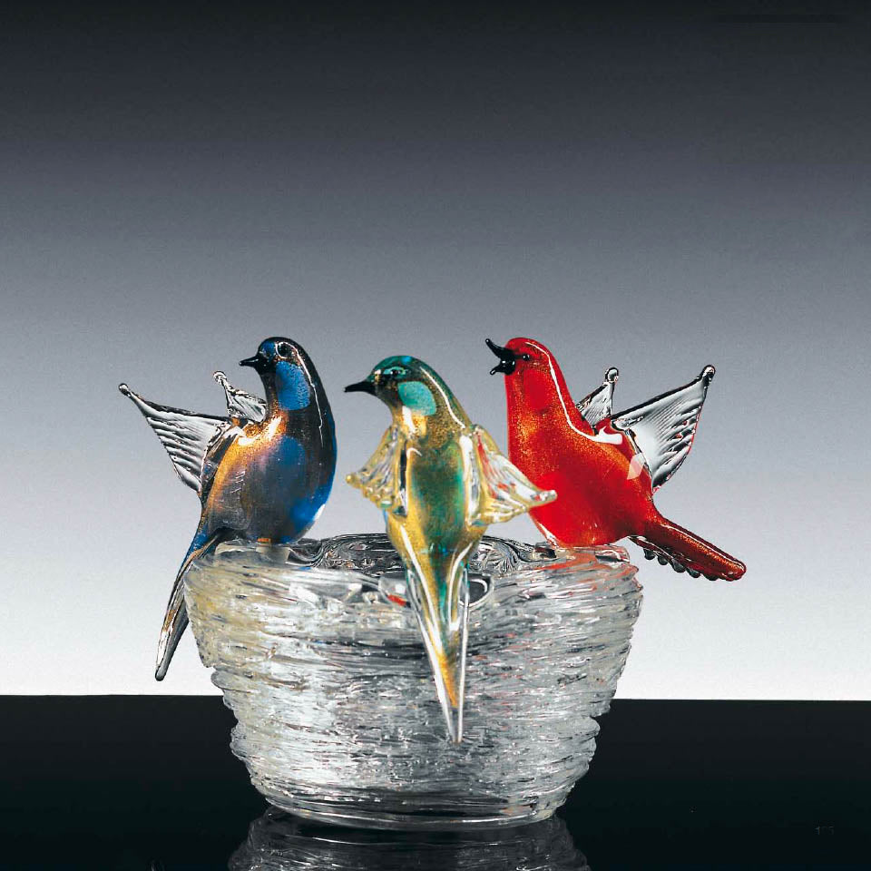 イタリアMurano Glass ムラーノガラス 鳥 オブジェ 置物 インテリア