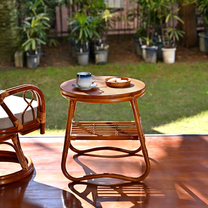 ラタン サイドテーブル 天然木 丸形 T250HRを激安で販売する京都の村田家具