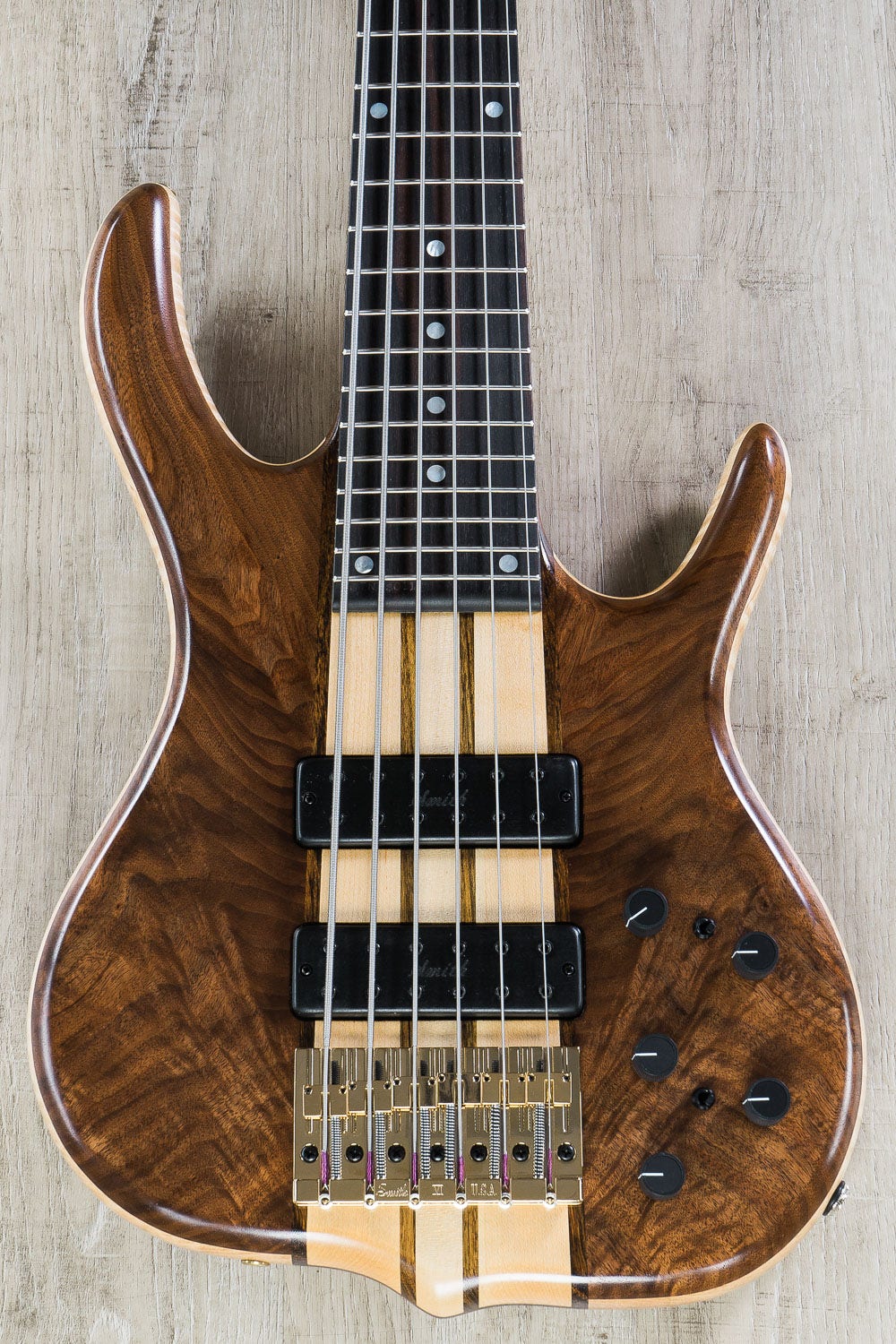 Ken Smith Black Tiger BSR 6-String Bass, Figured Walnut Top and