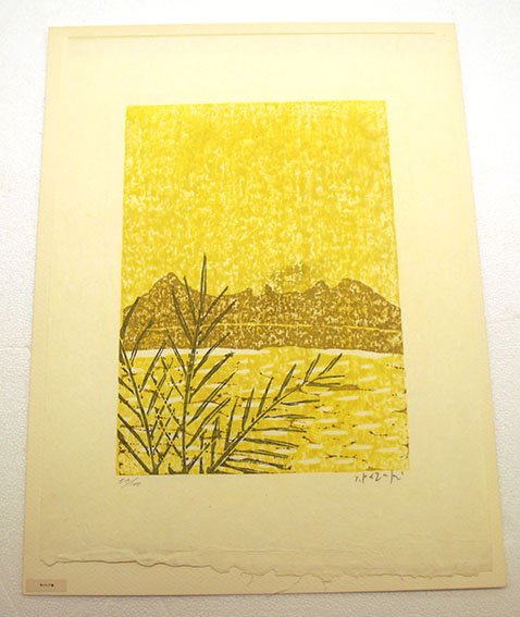 香月泰男 【香月泰男木版画集「タヒチ」（シート7点組額付）】木版画