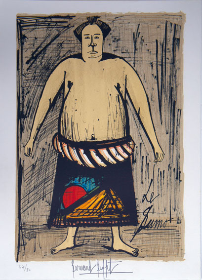 ベルナール・ビュッフェ版画額「Le Sumo（相撲）」 / Bernard Buffet