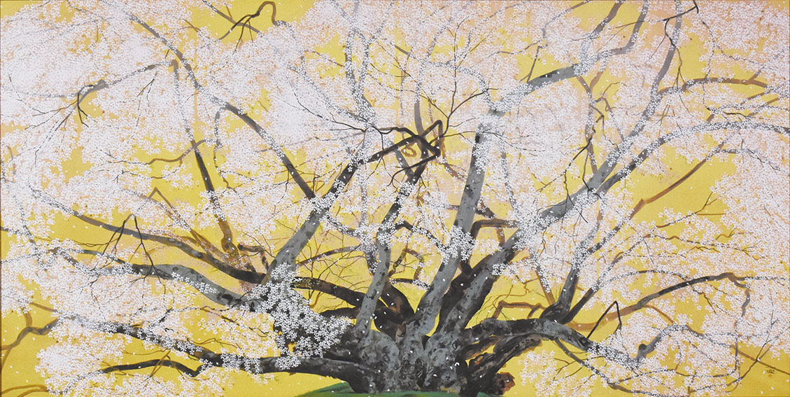 中島千波 「桜花春宵」リトグラフ 版画 桜 日本画 限定 中島千波