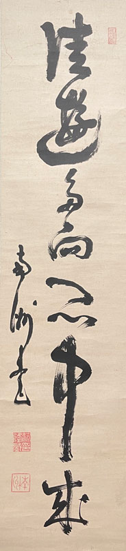 模写】掛軸 西郷隆盛 草書漢詩一行書 力強い草書体による漢詩 合箱入