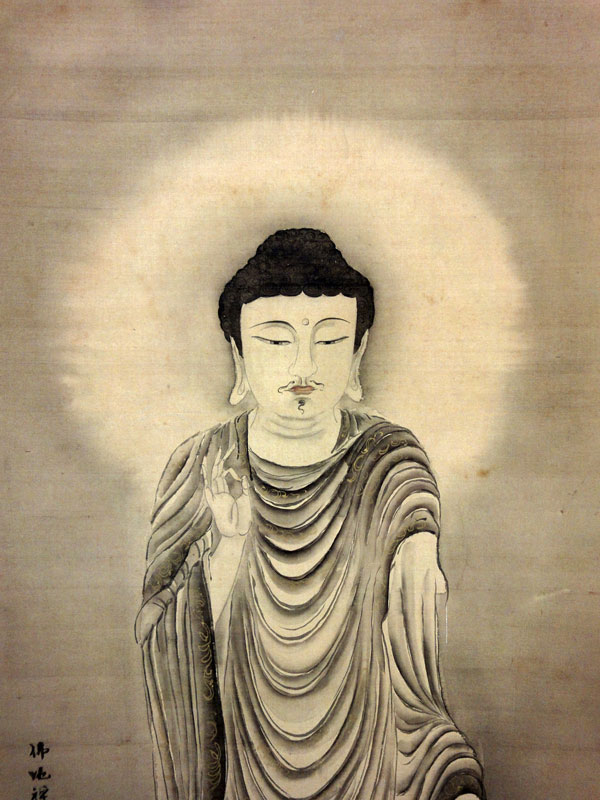 掛軸-1455 山崎弁栄 観音図 印刷工芸作品 山崎弁栄 阿弥陀如来図/Web書画