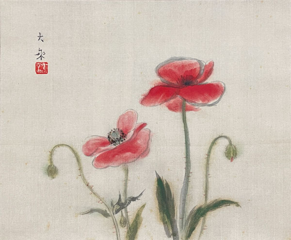 掛け軸 一鳳 『 桜 』 絹本 希少 軸装 茶道具 掛軸 美品 です。