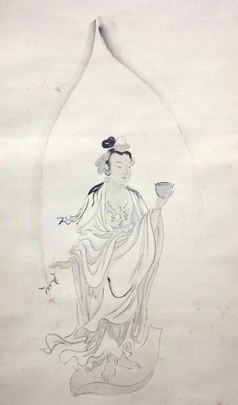 観世音菩薩水墨画菩薩の加護人物画