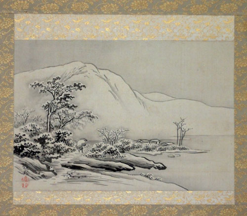 掛け軸 雪中金閣寺図（複製） 橋本雅邦 掛け軸 雪中金閣寺図（複製