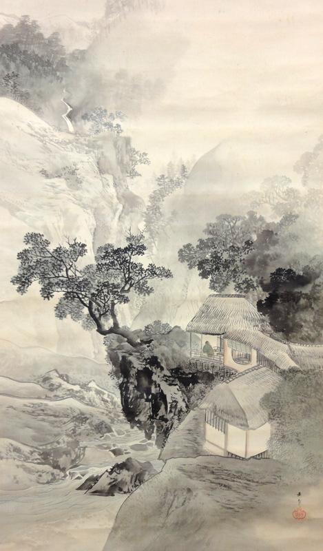 川端玉章自筆『枝垂柳に鶯図』掛軸 川端玉章自筆『枝垂柳に鶯図』掛軸