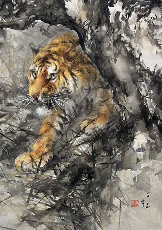 台湾画家章思统的双虎 台湾画家章思统的双虎 台湾画家章思统的双虎 最高