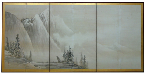 山元春挙 深山瀑布図（春冬）屏風/Web書画ミュージアム