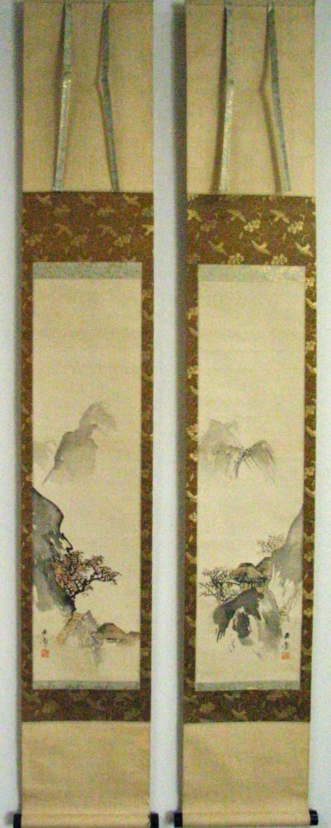 川端玉章自筆『枝垂柳に鶯図』掛軸 川端玉章自筆『枝垂柳に鶯図』掛軸