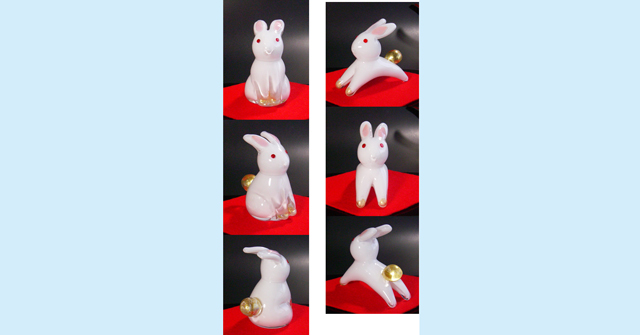 ガラスの置物、とびうさぎ＆座りうさぎ | ガラス工芸品・ガラスの靴