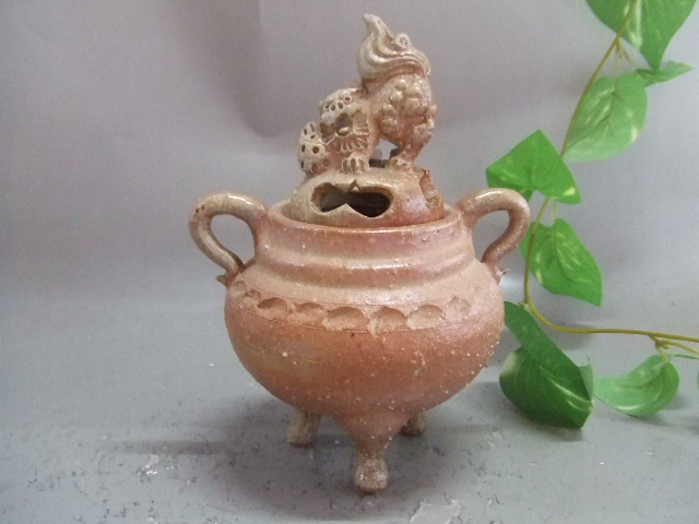 中国 七宝焼 獅子摘み 如意足香炉 送料込み251016 中国 七宝焼 獅子