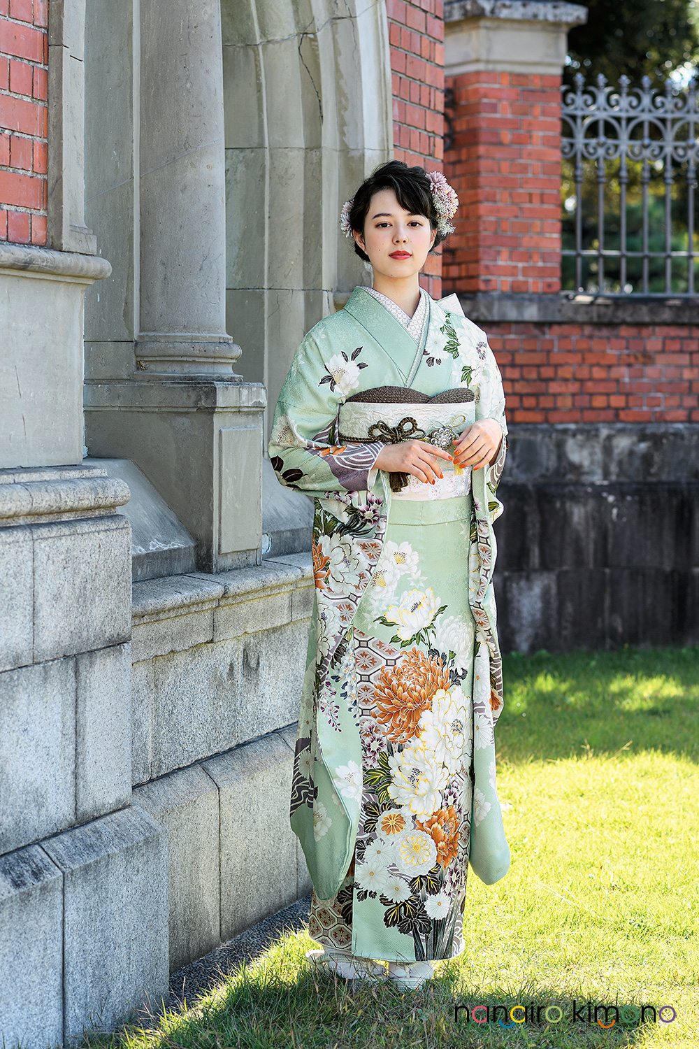振袖フルセット 緑系 グリーン系 モモ 振袖フルセット緑系グリーン系モモ