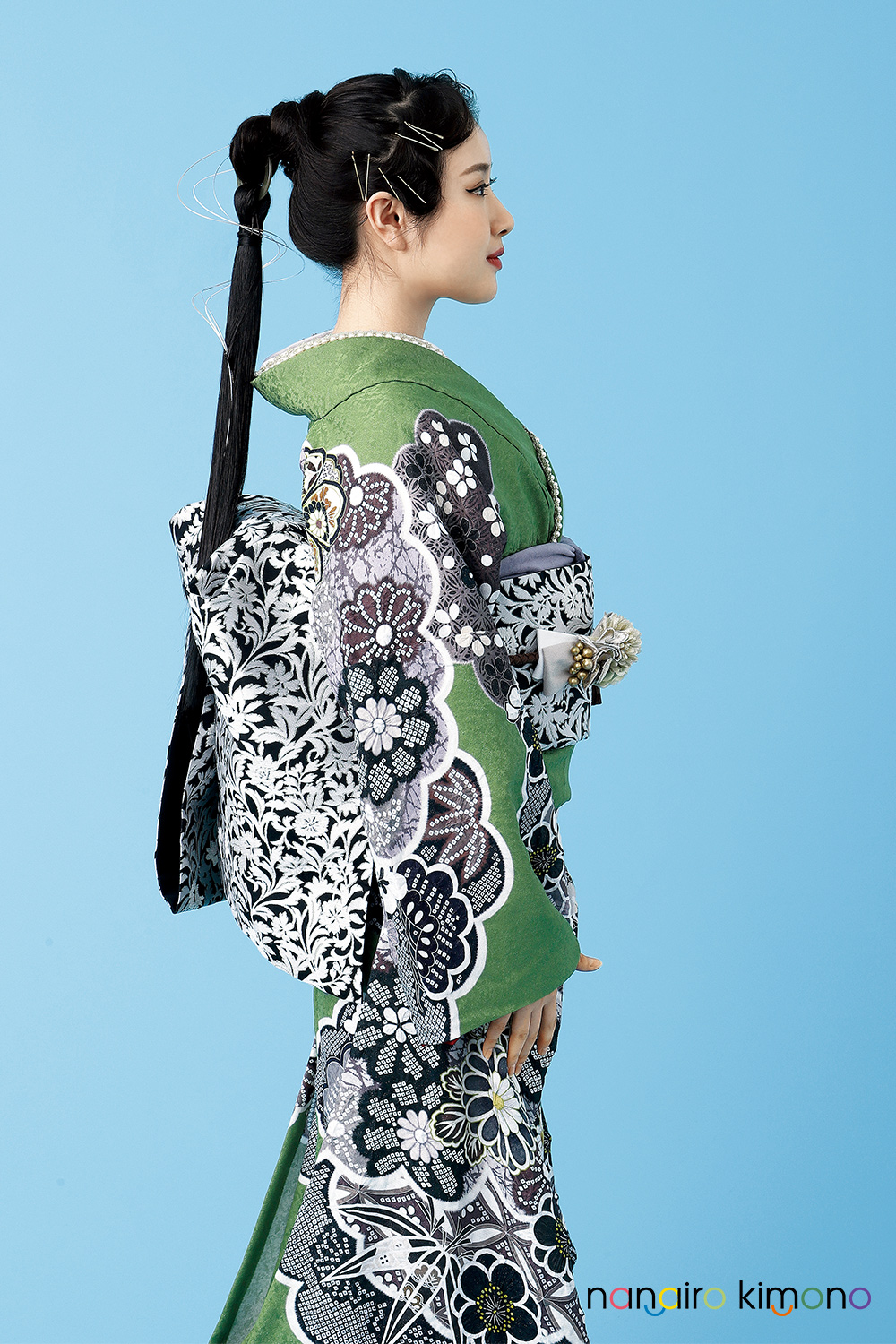 ナナイロキモノWEBショップ / 振袖フルセット｜黄緑色・絞り風デザイン