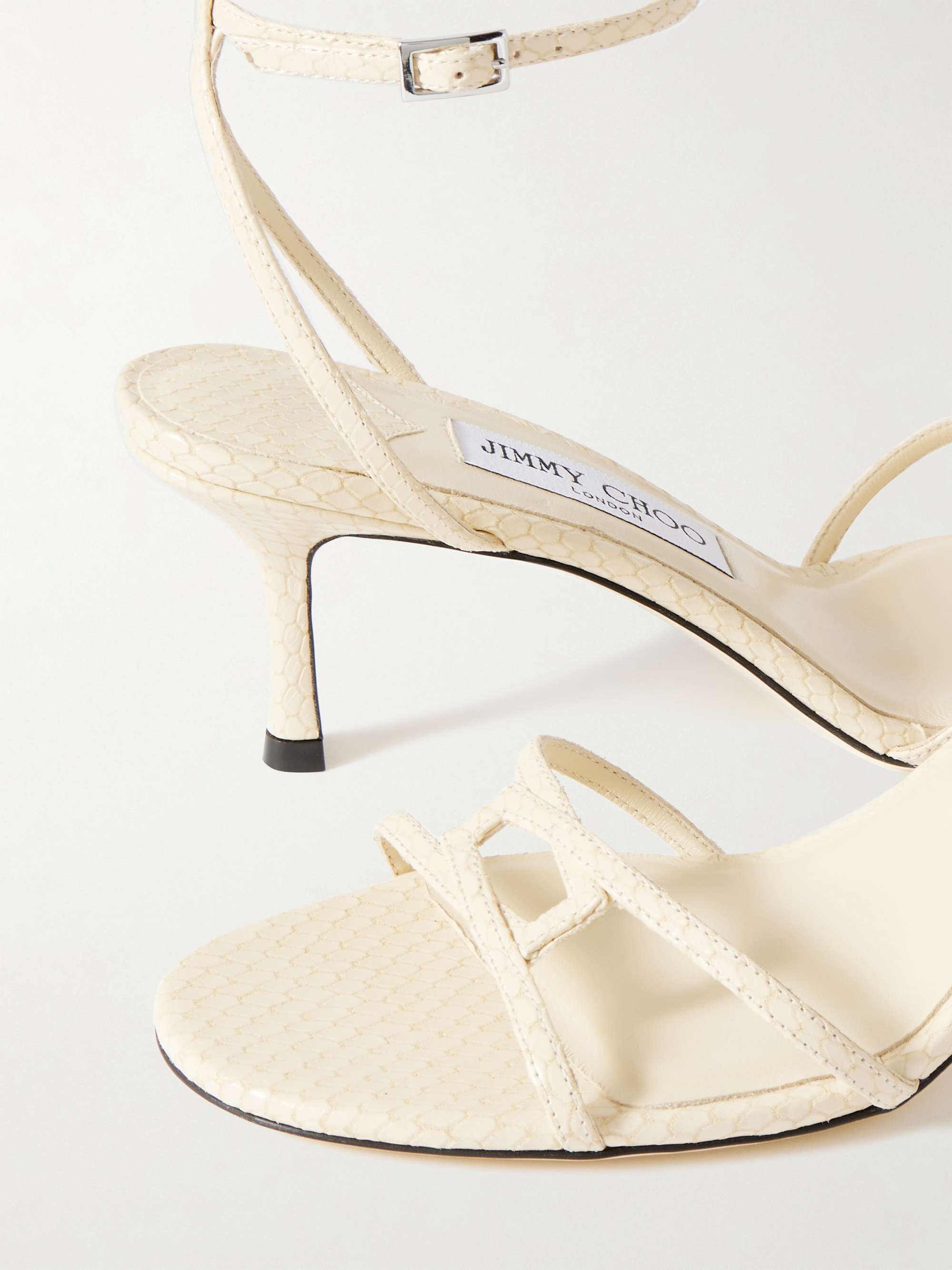 JIMMY CHOO Leo 65 croc-effect leather sandals | NET-A-PORTER