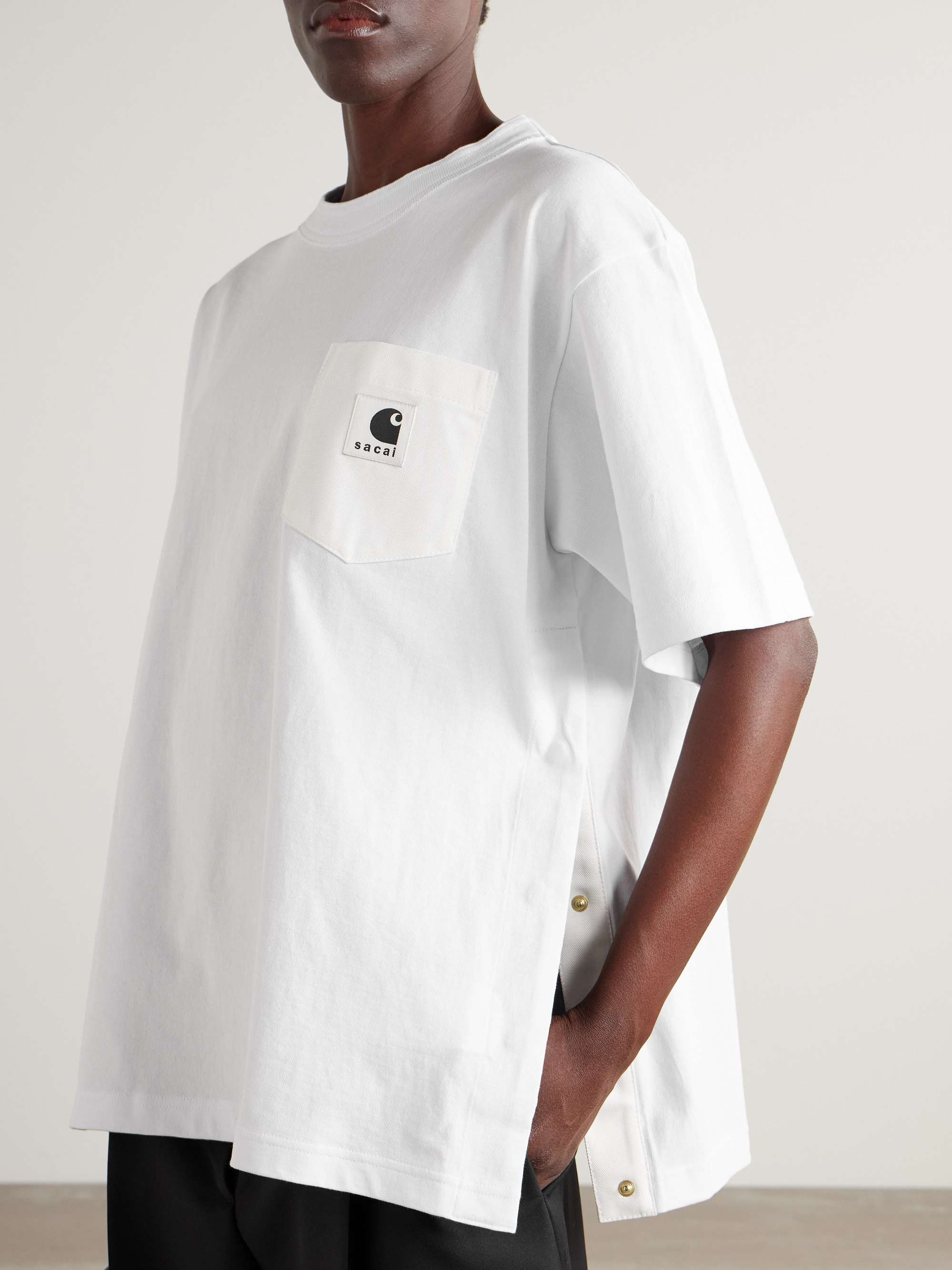 SACAI + Carhartt WIP appliquéd canvas-trimmed cotton-jersey T