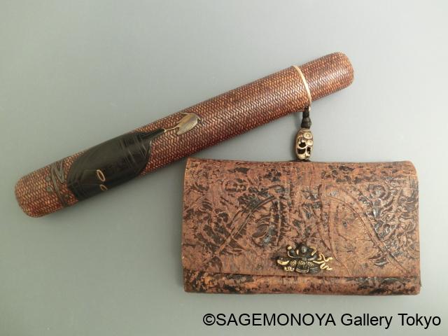 銀細工 金工 正則 象嵌入 銀製煙管 煙管筒 提げ物 根付 彫刻 骨董品