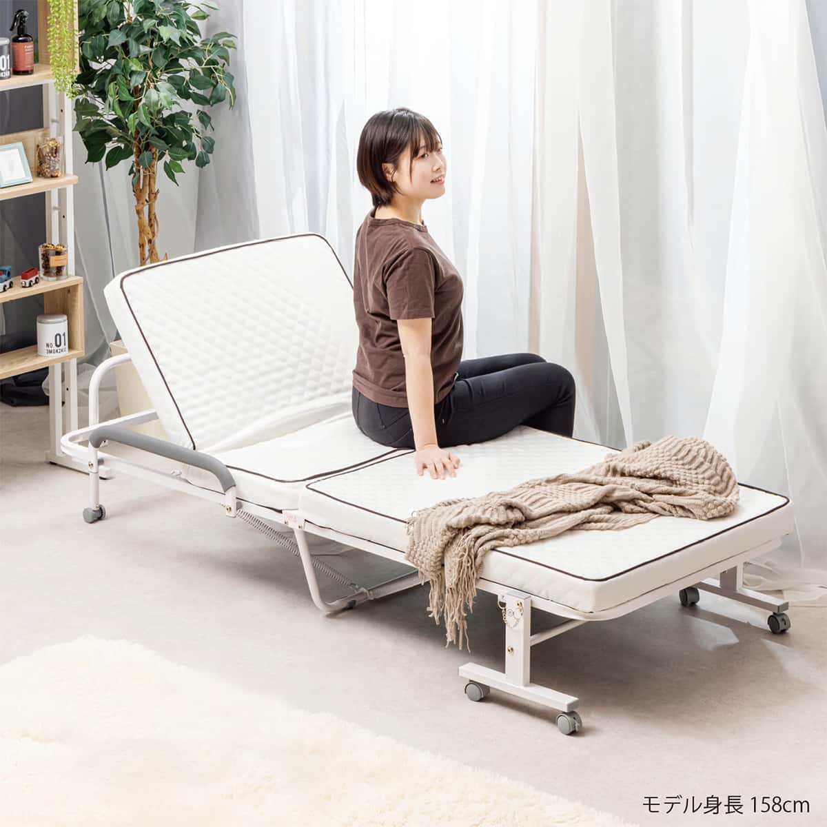 折りたたみベッド シングル ホワイト コンパクトショートシングル