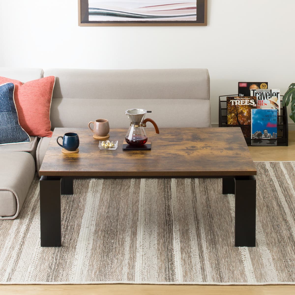 お届け無料🆓NITORI/ニトリリビングこたつこたつ机デスクブラウン木目