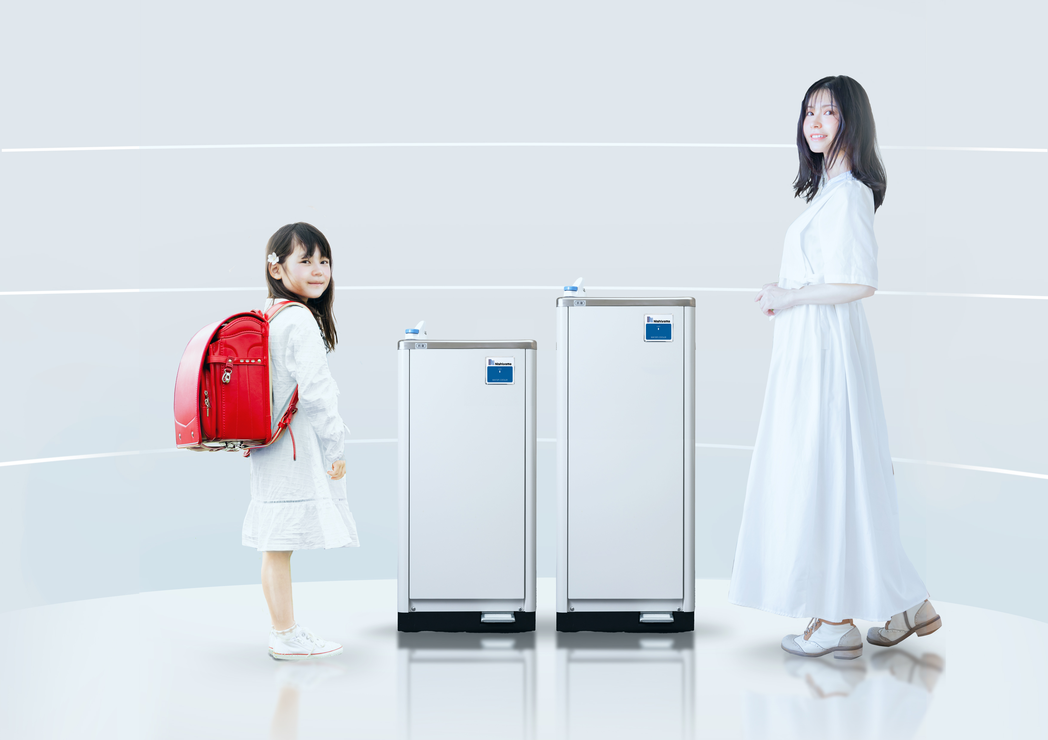 水道直結式、床置きタイプの冷水機（自動洗浄機能付き）（WMS-51P2