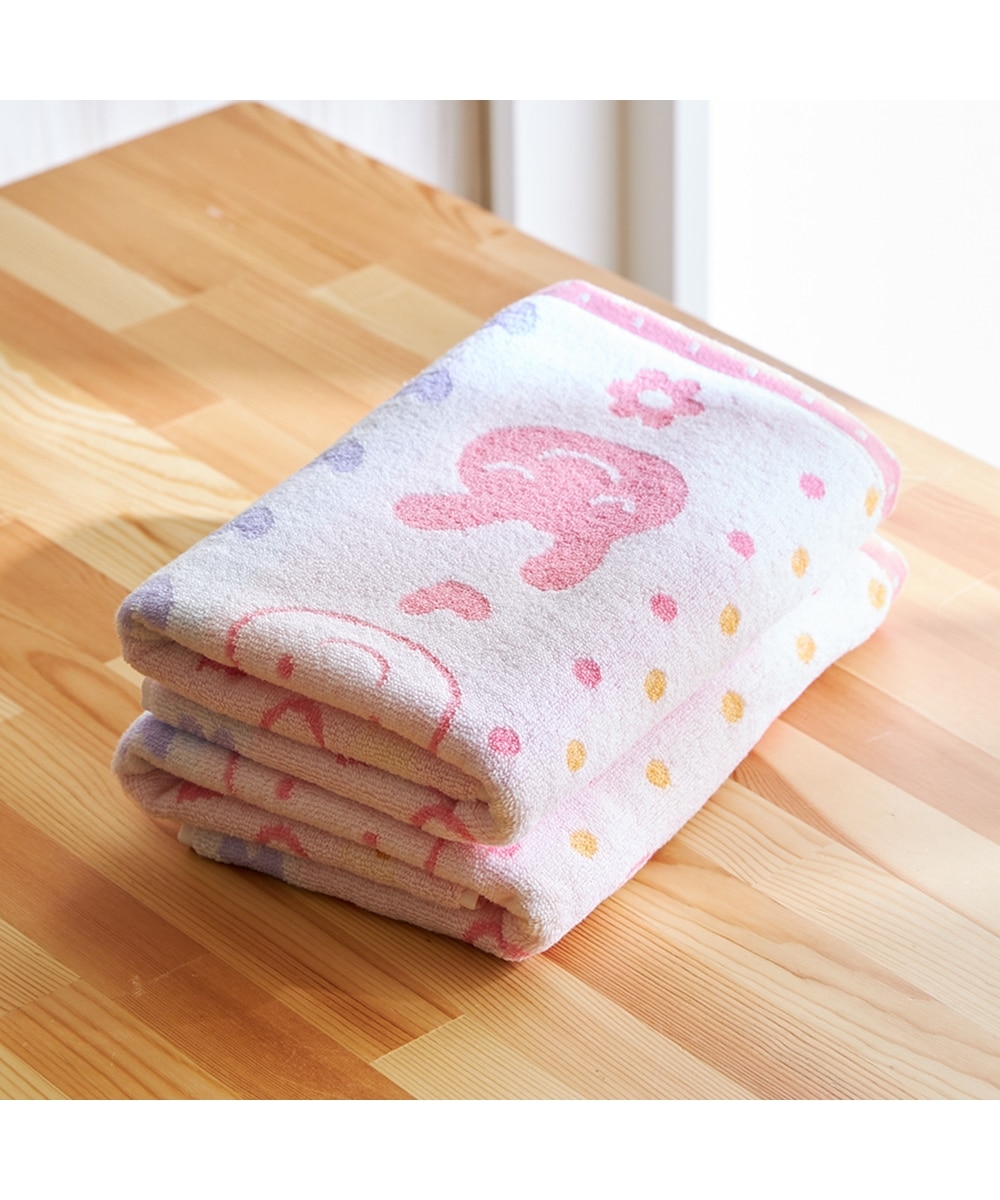 お買い得】 ふわふわな肌触りのアニマル柄バスタオル 同色2枚セット