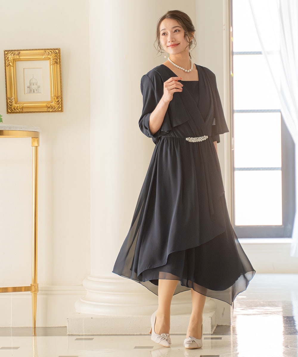 結婚式・パーティードレス】2点セット（ウエストビジュー前開き