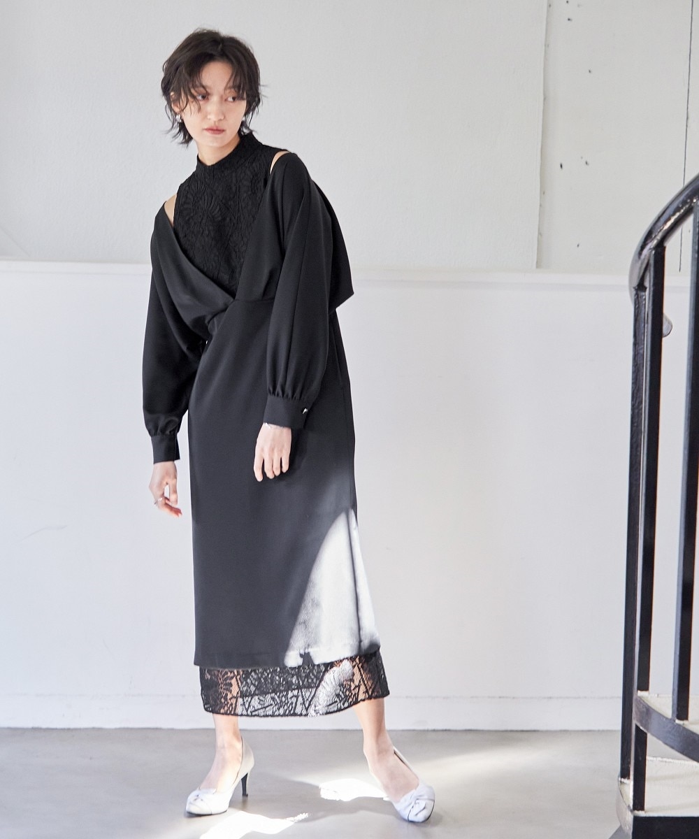 結婚式・パーティー・オケージョンドレス】ショルダーデザイン裾レース