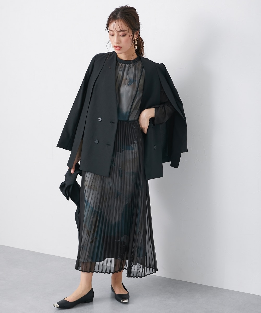 結婚式・パーティー・オケージョンドレス】プリント重ねシフォン