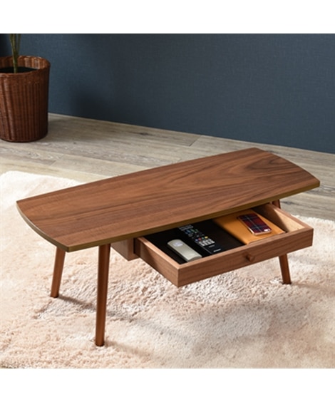 木目が美しい天然木突板の引き出し付きテーブル（スクエア） 通販