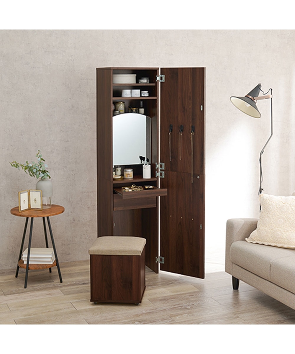 木製ドレッサーnico 鏡台 ミラー付き スツール付き nico and