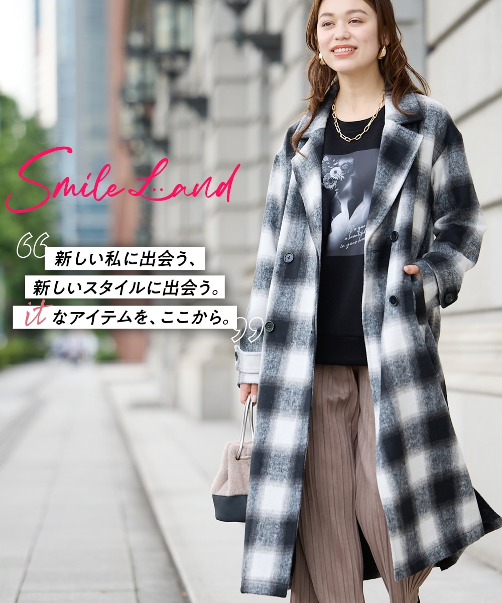 大きいサイズ シャギーチェックサイドスリットチェスターコート 通販