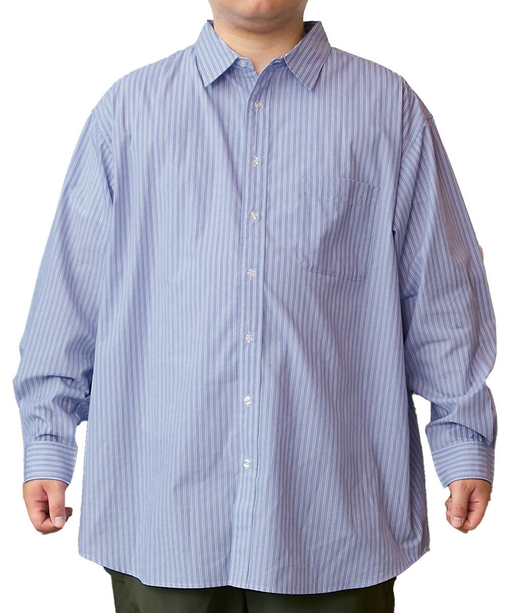 形態安定加工・オーバーサイズストライプシャツ【大きいサイズ】 通販